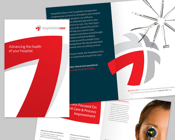 <h4>In this corporate brochure, the arrow device stands for HN's ability to strengthen and focus its clients' businesses.</h4>