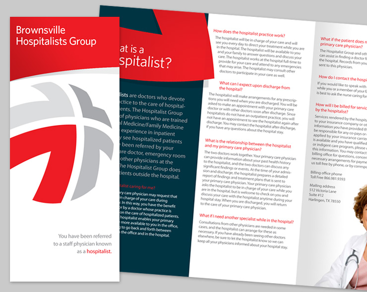 <h4>A patient-facing brochure printed with variable data for each of HN's hospital partners.</h4>