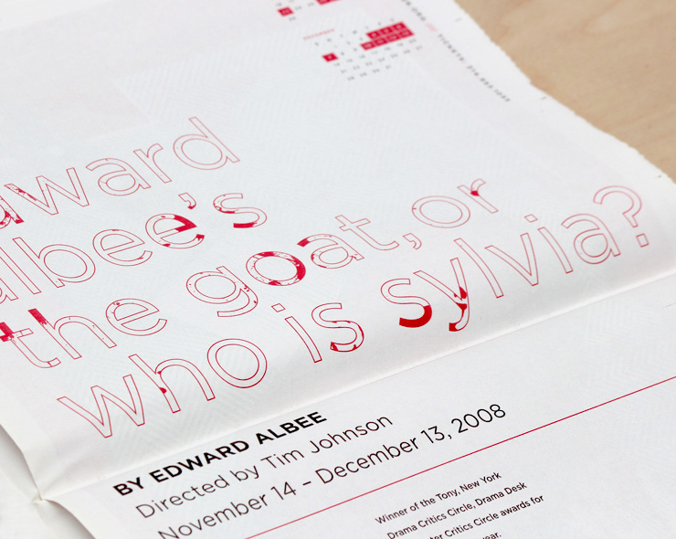 <h4>A loose theme is established for each season of plays. This year's grouping was notable for its violence, a motif also incorporated in the brochure's typography.</h4>