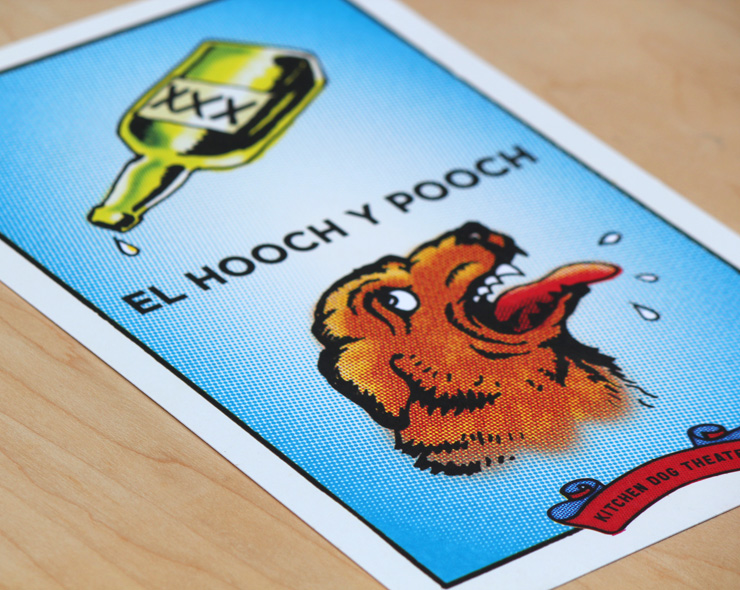 <h4>Invitation to KDT's fiesta-themed Hooch and Pooch fundraiser, based on Mexican lotería cards.</h4>