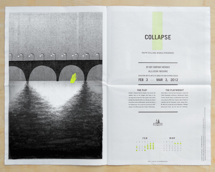 <h4>Illustration for <i>Collapse</i>, about a relationship on the edge in the aftermath of the 2007 Mississippi River Bridge collapse in Minneapolis.</h4>