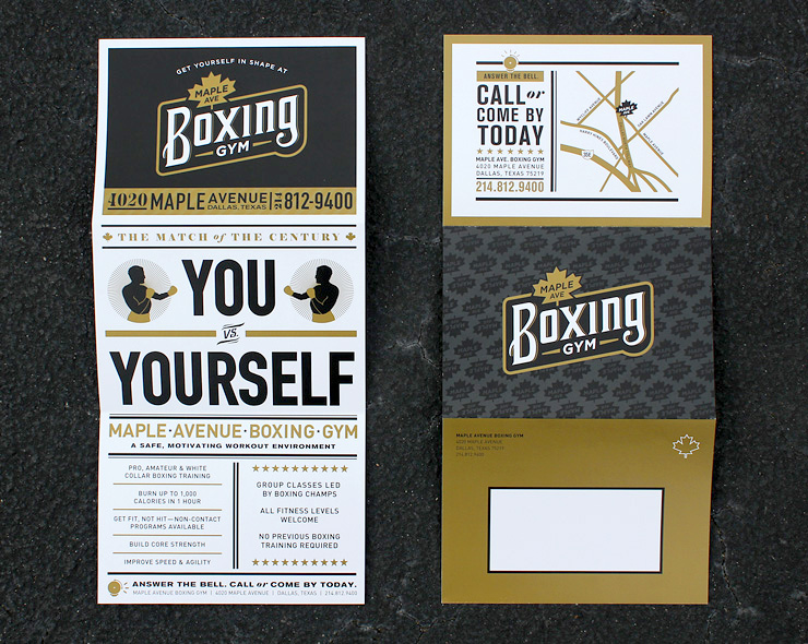 <h4>A self-mailer unfolds into a poster for the gym. Copies were sent to potential members and hung in local businesses.</h4>