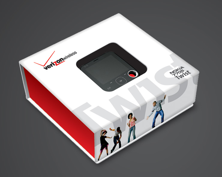 <h4>Concepts for packaging previewing the Nokia 7705 Twist phone to retail store employees.</h4>