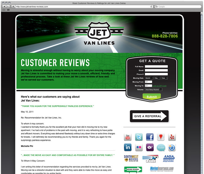 <h4> A second url for customer reviews was created to bolster search results. </h4>