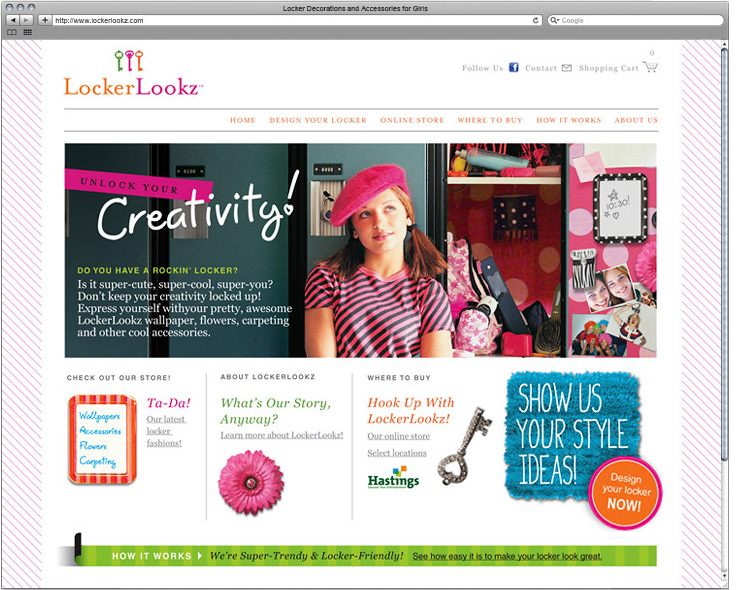 <h4>Website for company selling decorative locker accessories for girls.</4>