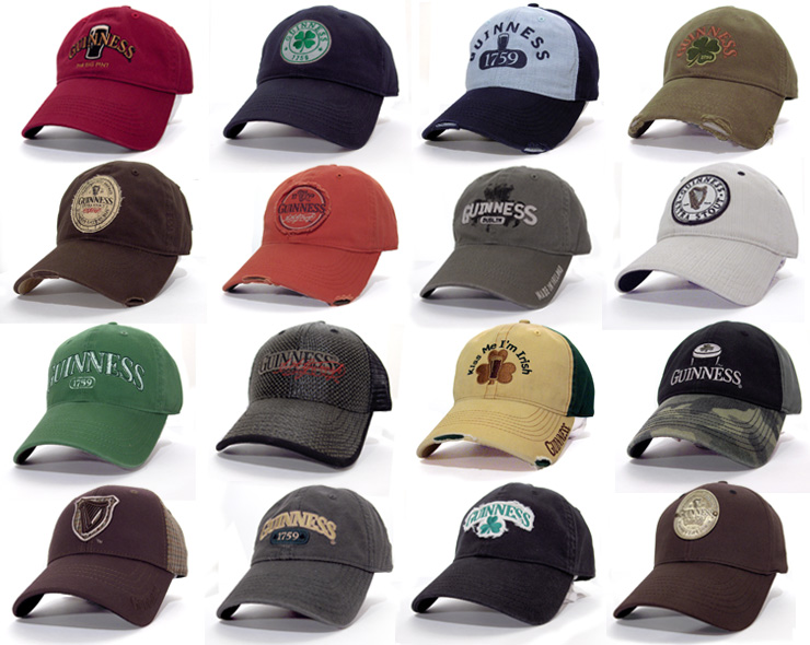 <h4>Partial season of Guinness caps using myriad materials and techniques; laser-cut felt, straw, leather, 3-D embroidery, screenprinting, flocking, cast metal and more. Variations of the logo were created to the extent brand standards would allow.</h4>