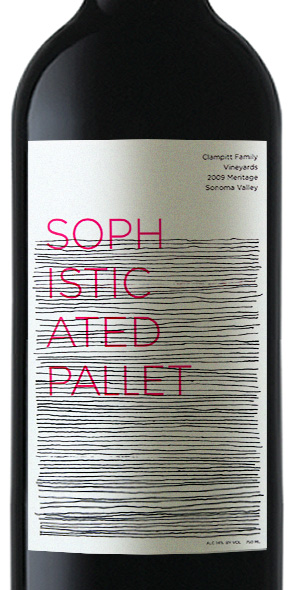 <h4>Clampitt hosts a competition to design a wine label promoting their paper business. This design refers to the way paper for sheet-fed presses gets delivered.</h4>