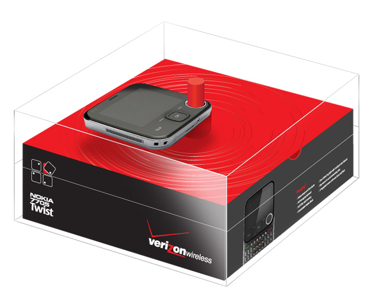 <h4>Concepts for packaging previewing the Nokia 7705 Twist phone to retail store employees.</h4>