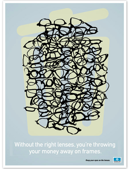 </h4>Poster placed in the offices of eye care professionals promoting Essilor's high-end lenses.</h4>